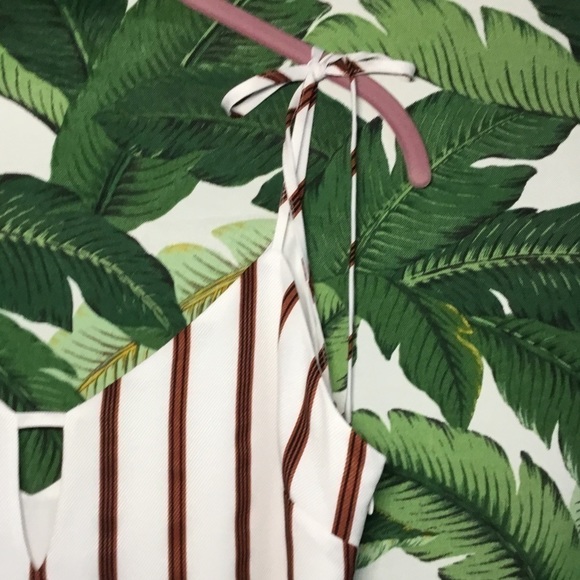 SUPERDOWN Tie Strap Mini Dress White Brown Stripes New NWT Revolve Size Medium - Picture 12 of 16